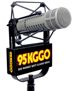 KGGO Studio Mic Flag used with EV 309 shock mount