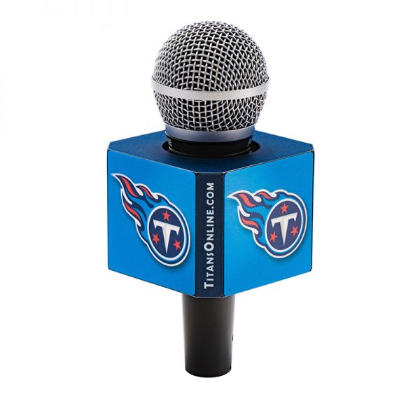 8 sided Titans Mic Flag on handheld microphone