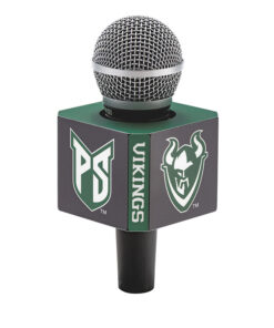 8-sided Portland State Vikings mic flag on handheld microphone