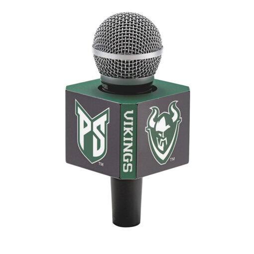 8-sided Portland State Vikings mic flag on handheld microphone